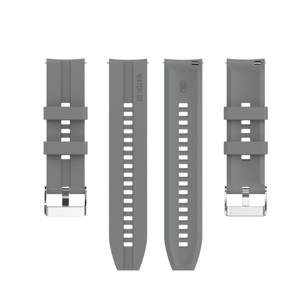 20mm Universal adjustable silicone watch strap - Silver Steel Buckle / Grey