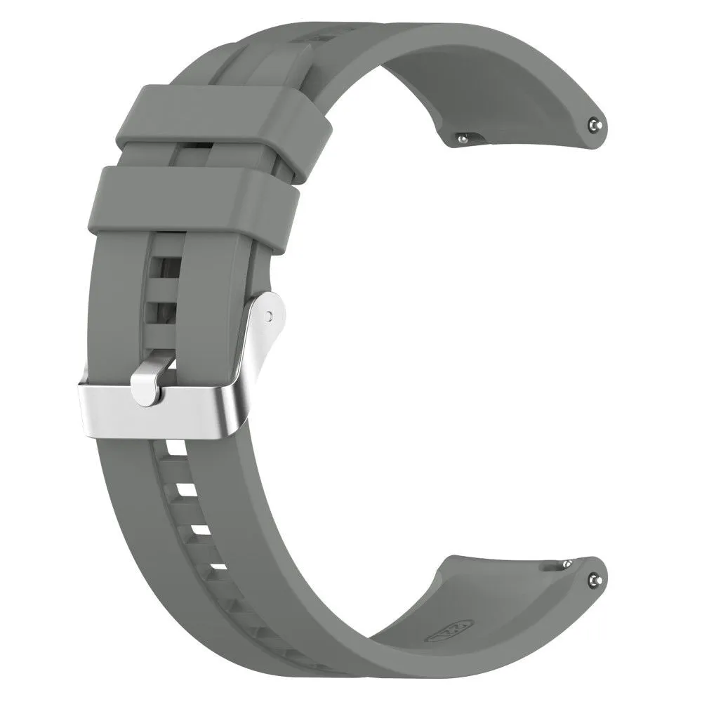 20mm Universal adjustable silicone watch strap - Silver Steel Buckle / Grey