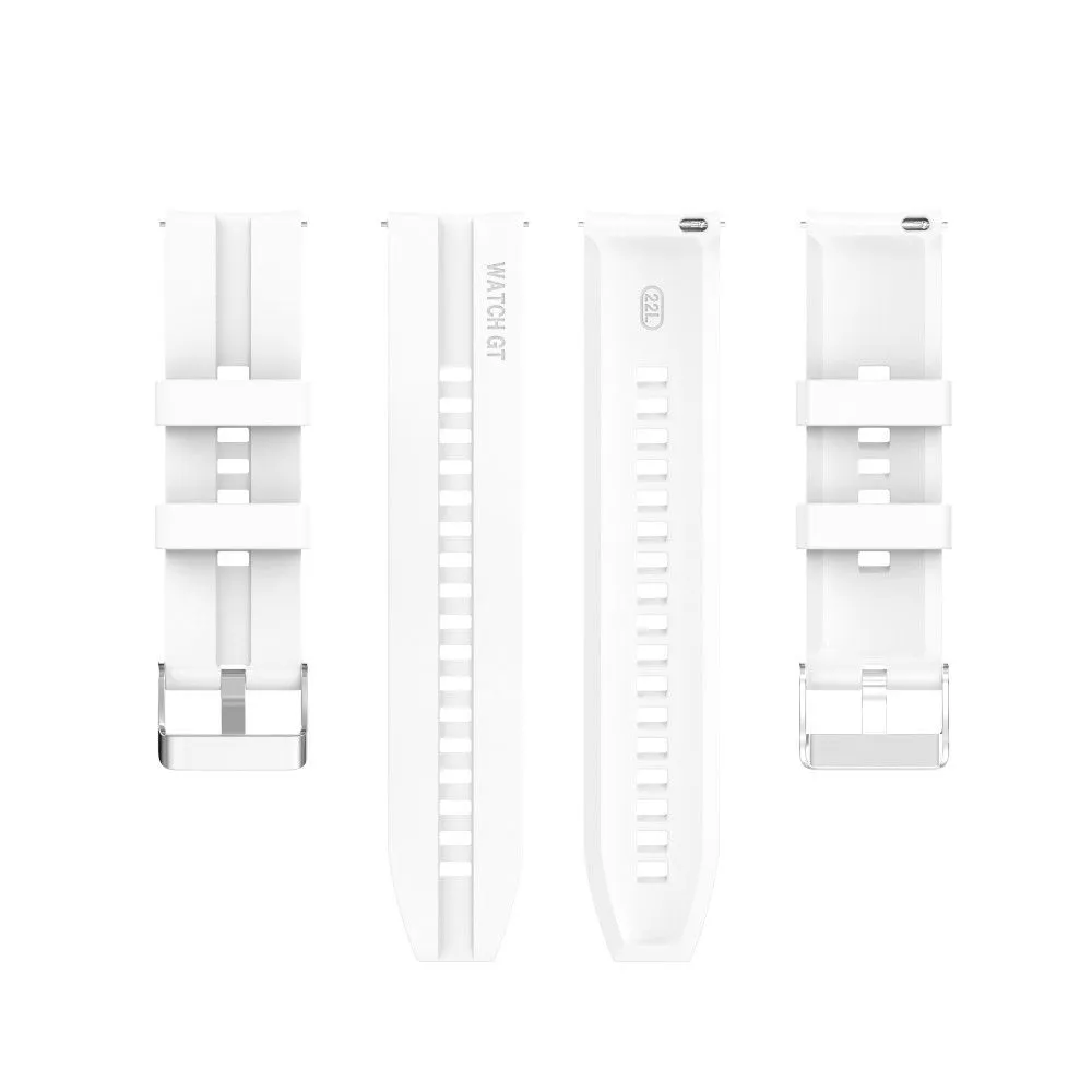 20mm Universal adjustable silicone watch strap - Silver Steel Buckle / White