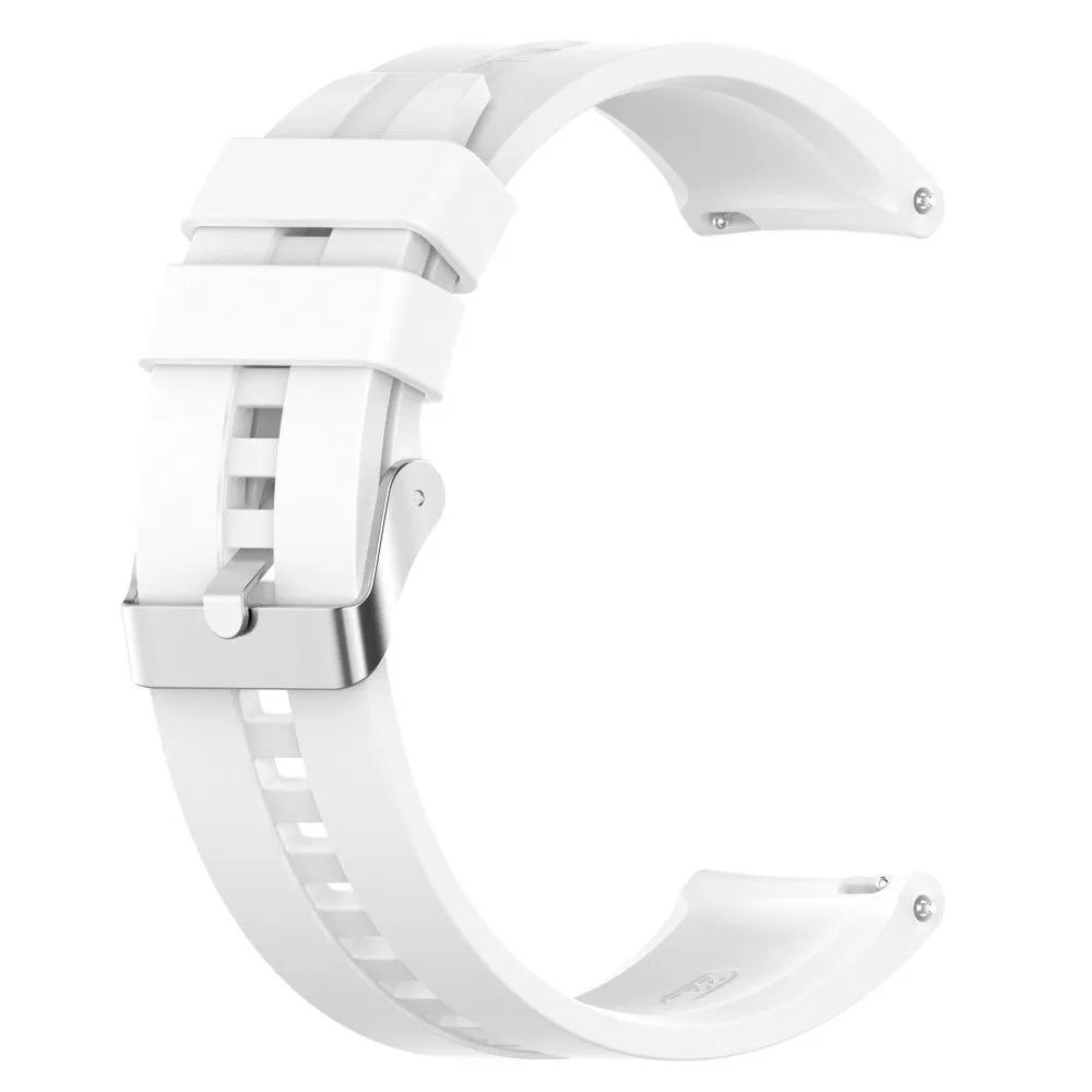 20mm Universal adjustable silicone watch strap - Silver Steel Buckle / White