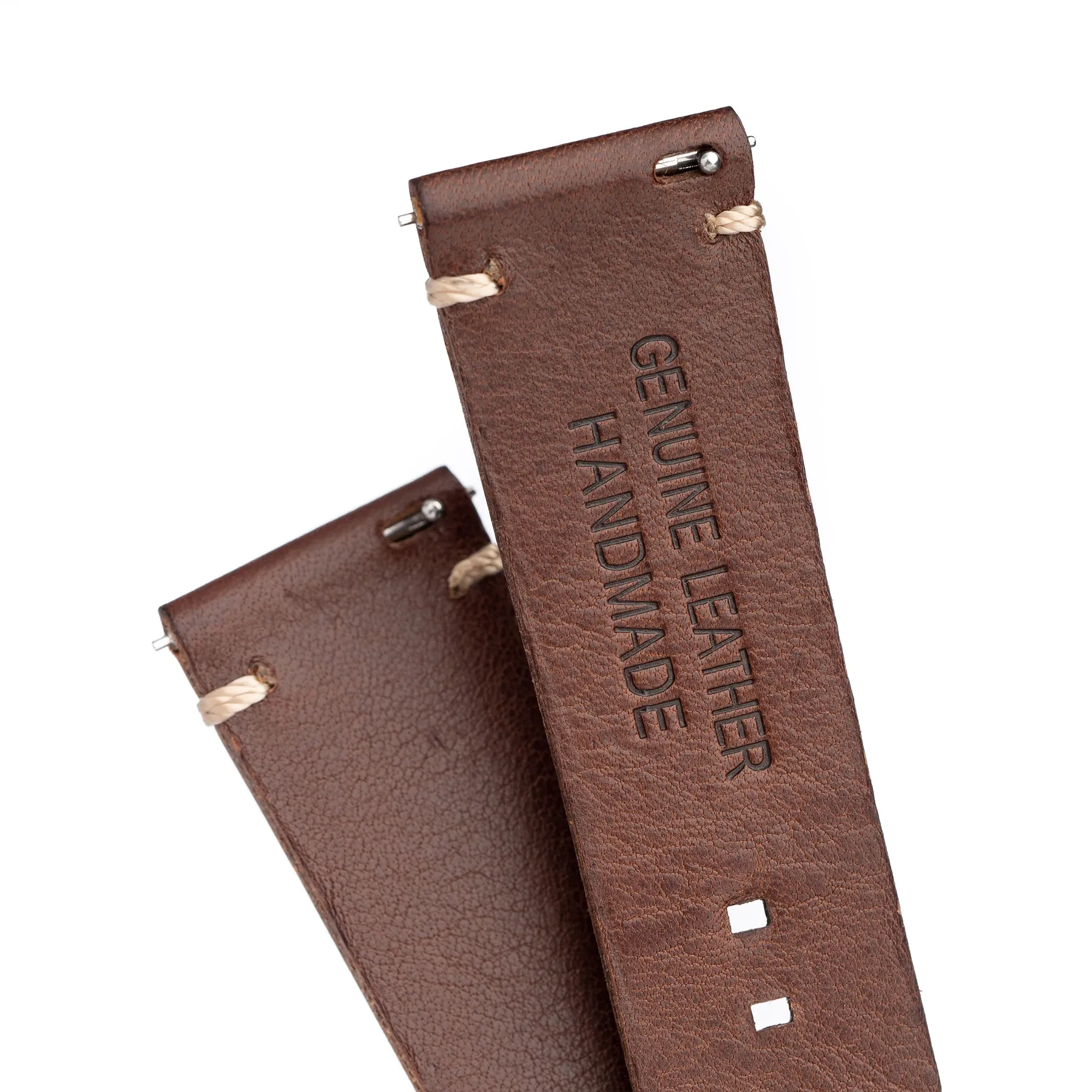 22mm Quick Release Handmade Genuine Leather Watch Strap - Brown