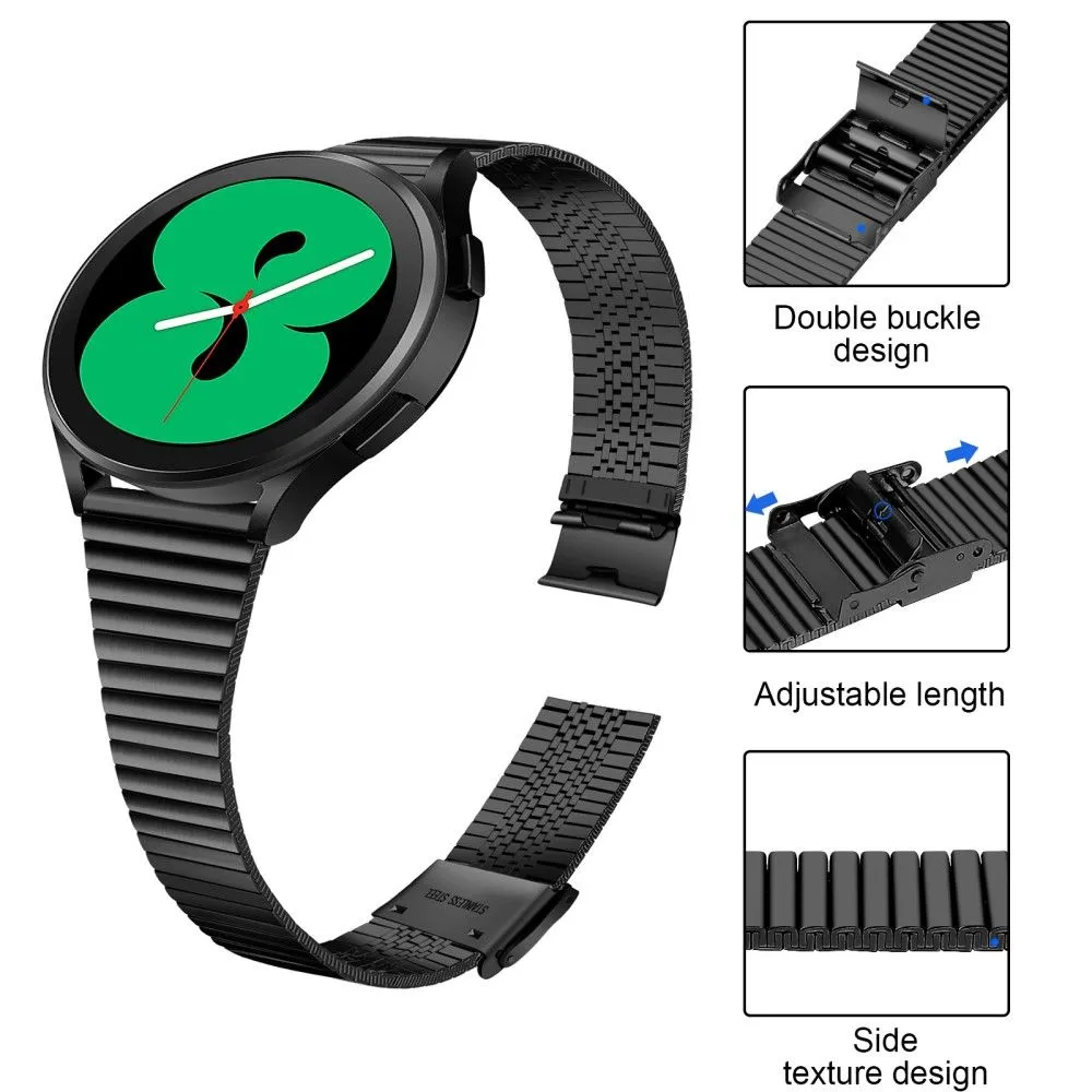 22mm Universal stainless steel double buckle watch strap - Black