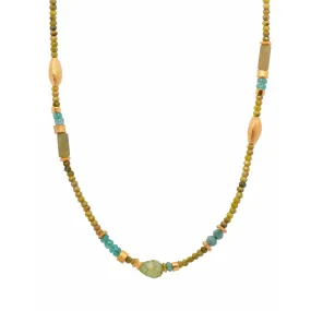 3mm Opalite, Peridot, Emer, Prehnite 24K Gold Vermeil Necklace