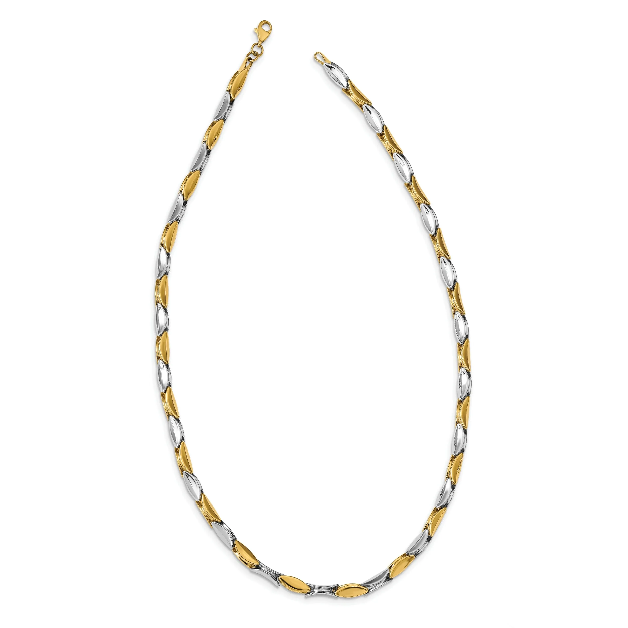 4k Two Tone Gold Polished Fancy Link Necklace