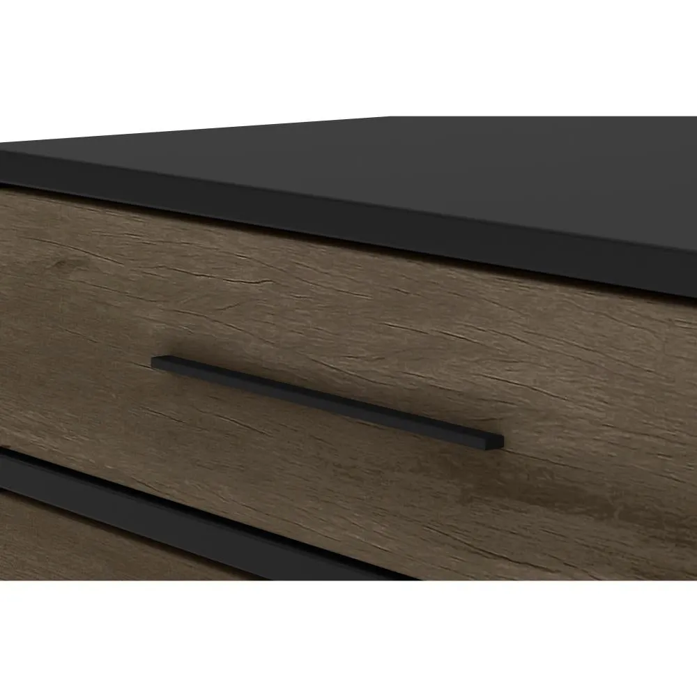 60" Wooden TV Stand with 4 Drawers, Brown and Black By The Urban Port