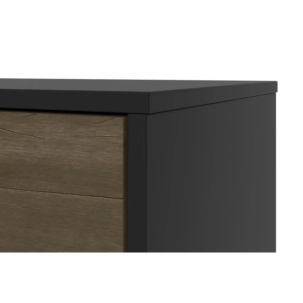 60" Wooden TV Stand with 4 Drawers, Brown and Black By The Urban Port