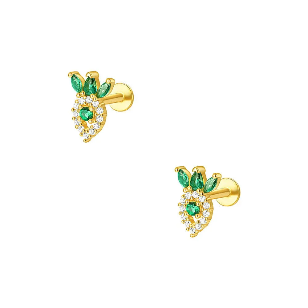 925 Silver Green White Radish CZ Diamond Double Sided Earrings