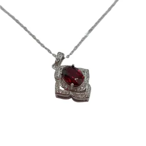 925 sterling silver necklace with natural  garnet