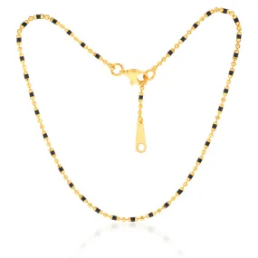 9ct Yellow Gold Fancy Black Bead 25.4cm Anklet