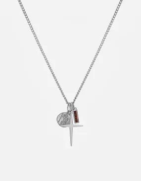 Aegis Trilogy Garnet Necklace, Sterling Silver