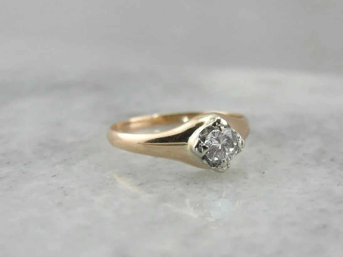 Antique Diamond Solitaire, Antique Engagement Ring with Simple Style