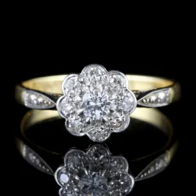 Antique Edwardian Diamond Cluster Ring Platinum 18Ct Gold Circa 1915