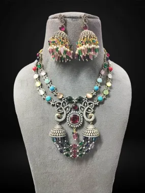 Antique Multicolor Kundan Necklace Set