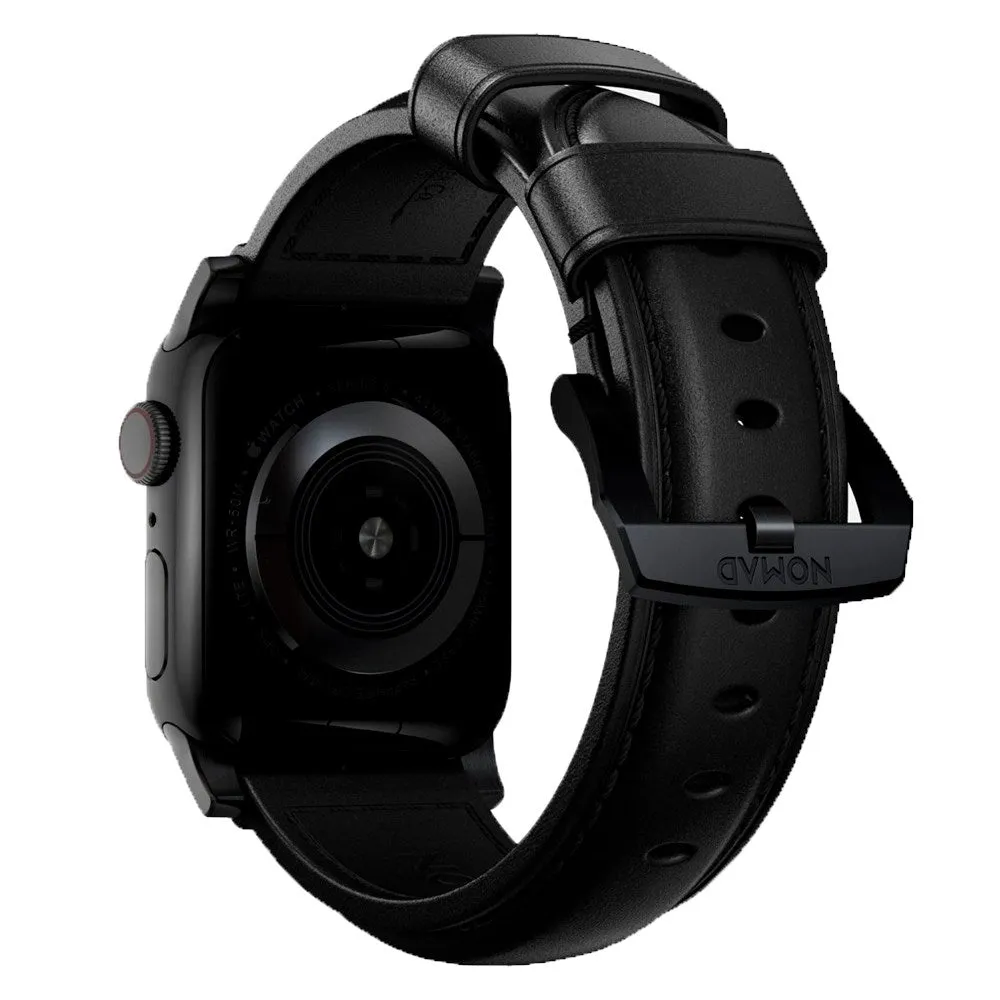 Apple Watch (38/40/SE/41/42mm) Nomad Traditional Horween Band Rem - Black  / Black Hardware