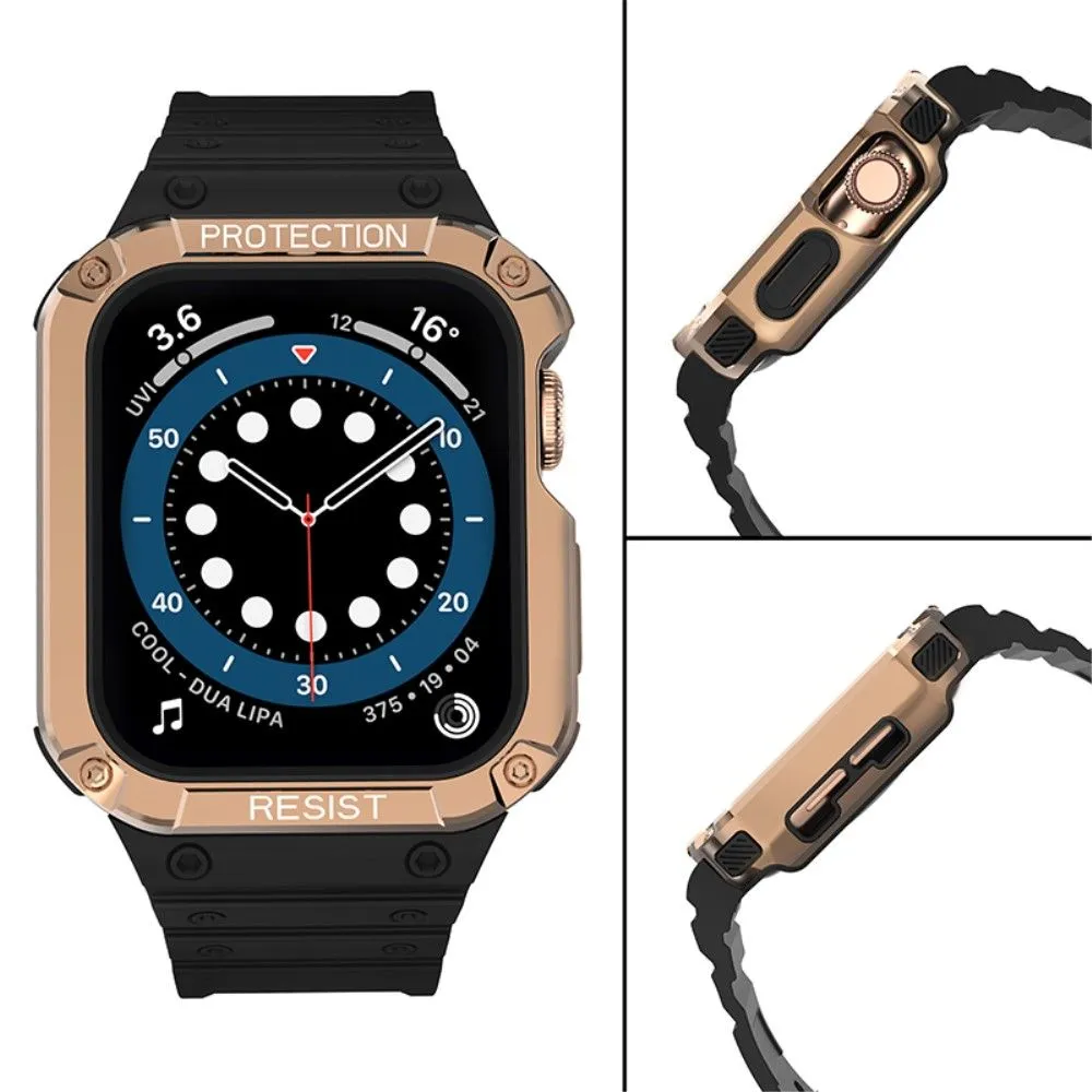 Apple Watch (41mm) contrast color TPU watch strap - Black / Rose Gold