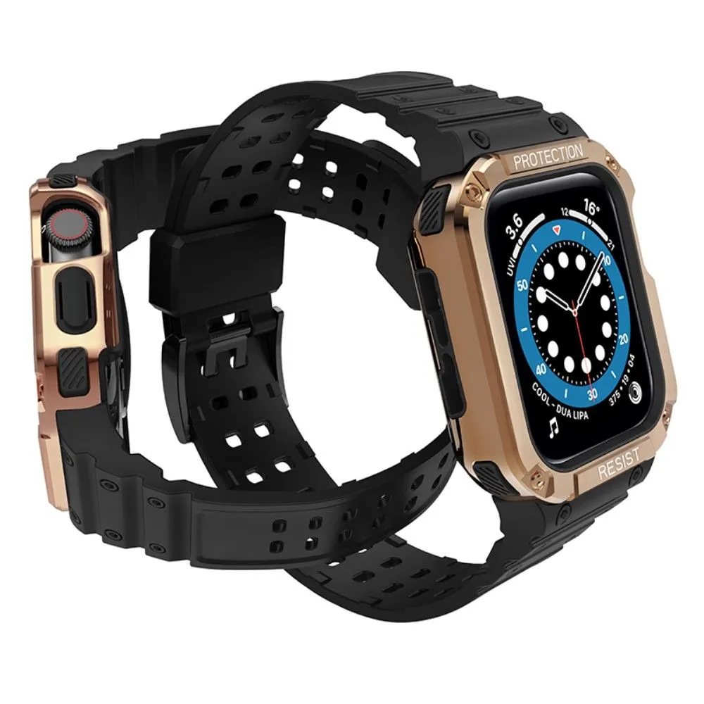 Apple Watch (41mm) contrast color TPU watch strap - Black / Rose Gold