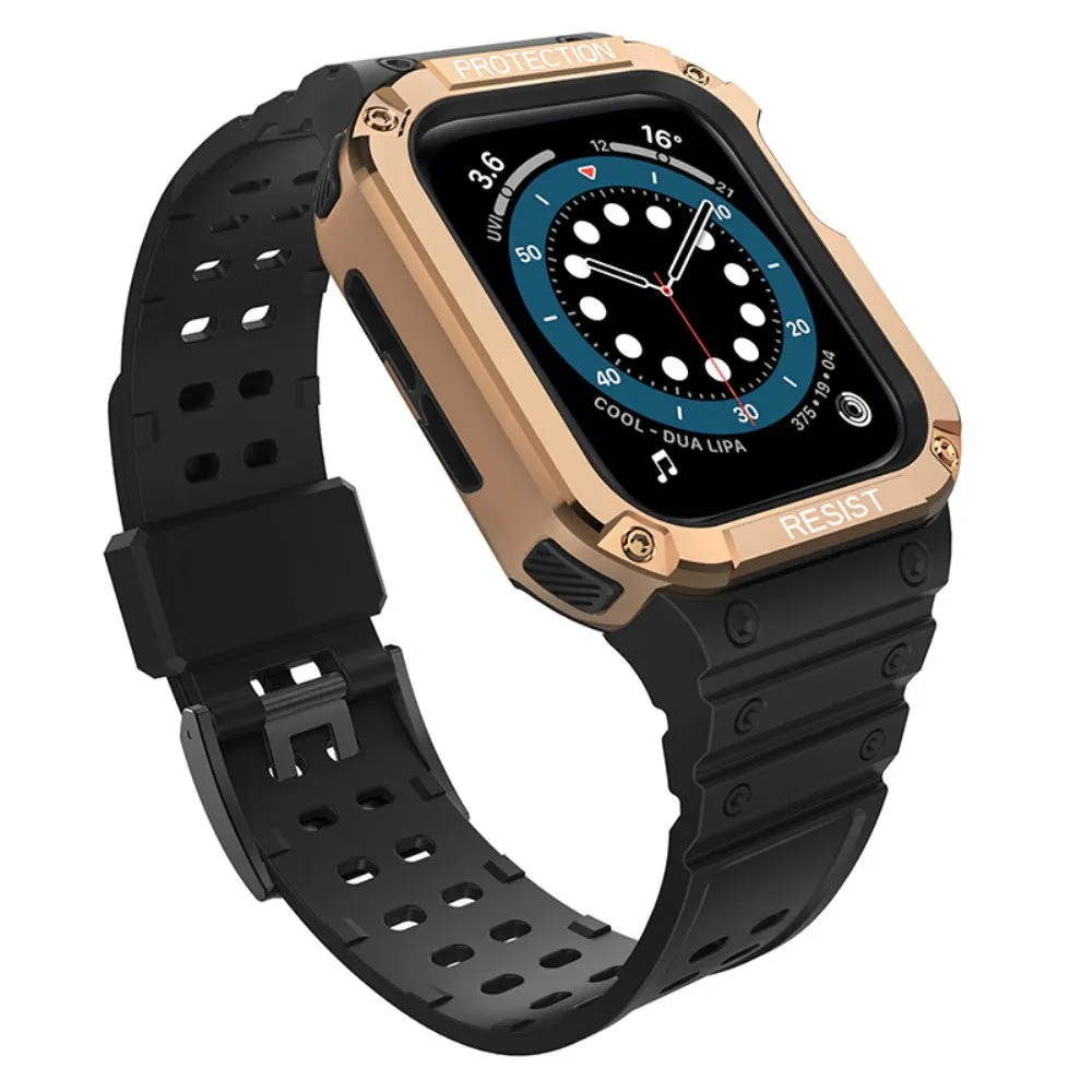 Apple Watch (41mm) contrast color TPU watch strap - Black / Rose Gold