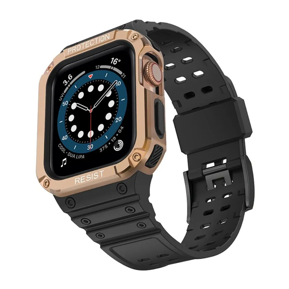 Apple Watch (41mm) contrast color TPU watch strap - Black / Rose Gold