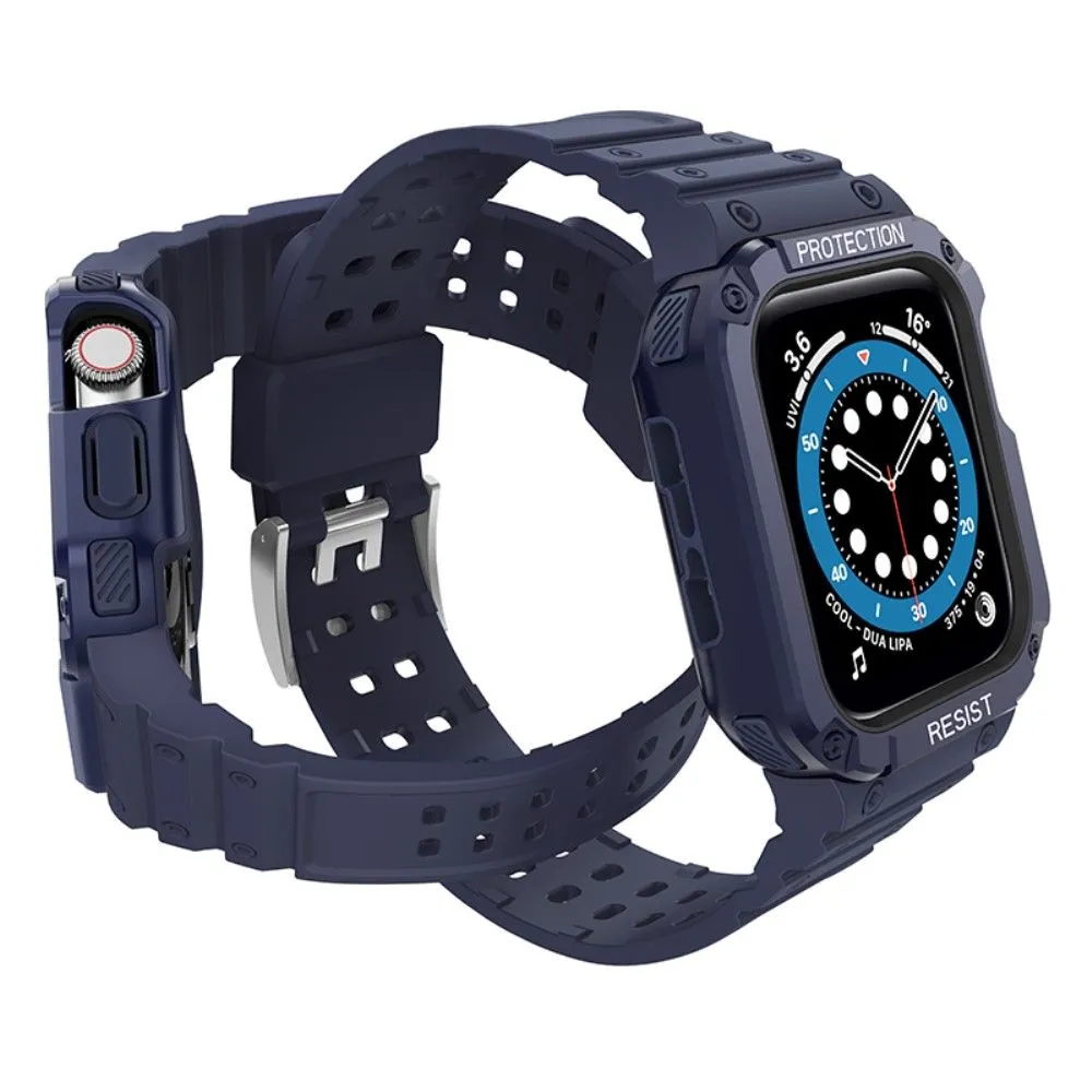 Apple Watch (41mm) contrast color TPU watch strap - Dark Blue / Blue