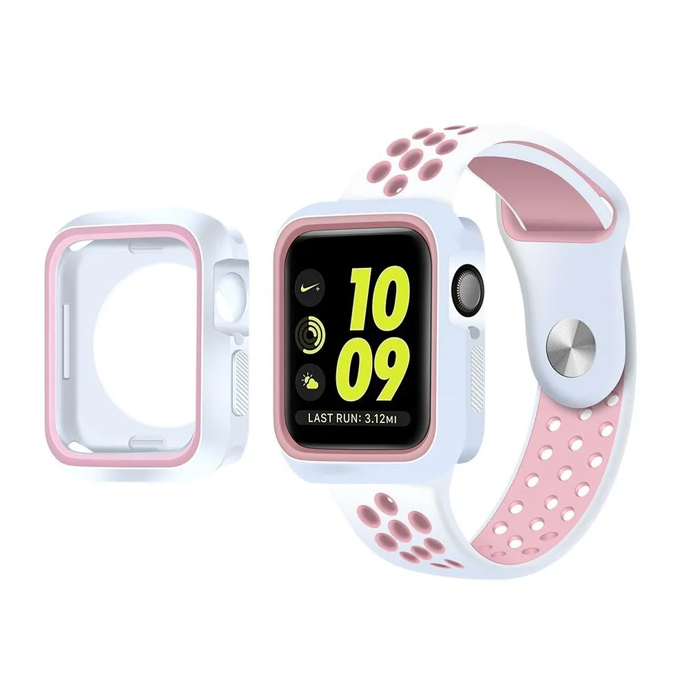 Apple Watch (41mm) dual color TPU cover   watch strap - White / Light Pink