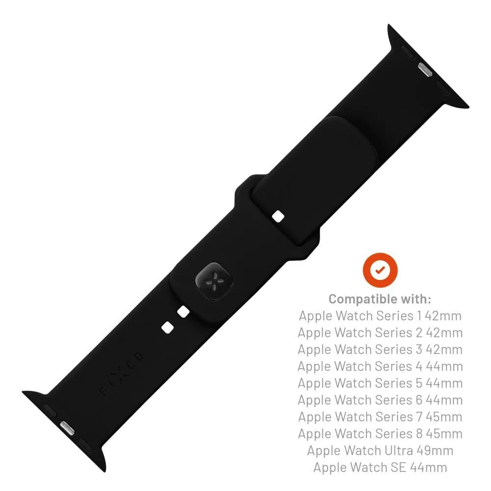 Apple Watch (42 / 44 / 45 / SE / 49mm) Fixed Wide Sporty Silikone Rem Sæt - Sort