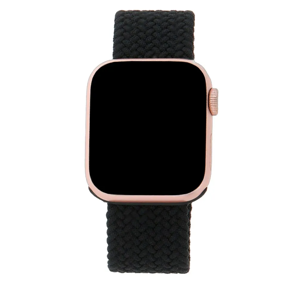 Apple Watch (42/44/SE/45/46/49mm) Elastisk Stof Rem - Str. L - Sort