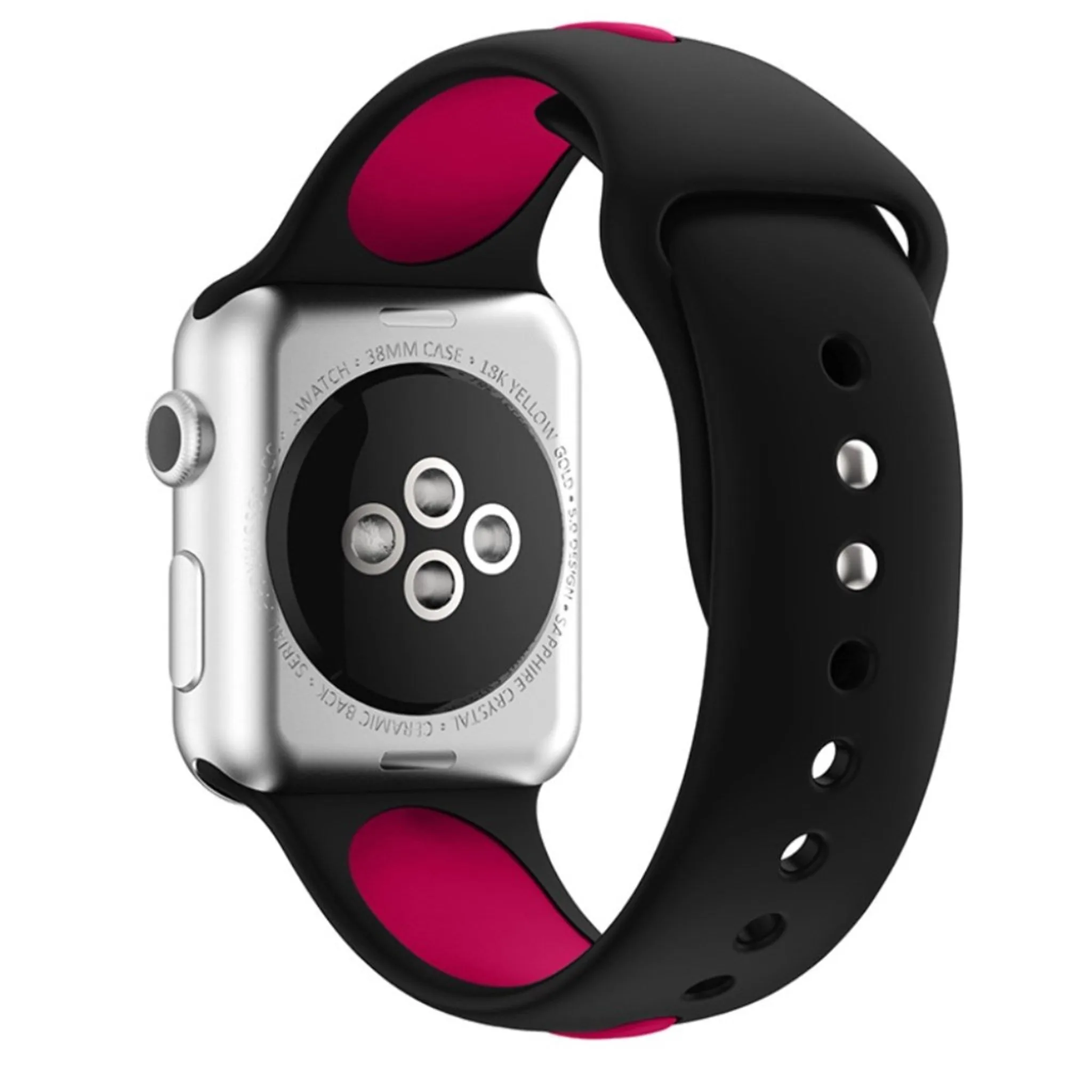 Apple Watch 42mm two-tone soft silicone watchband - Black   Rose