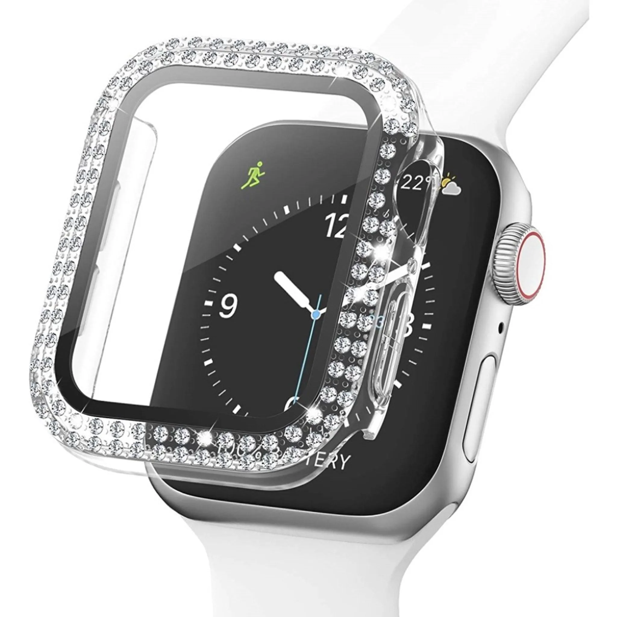 Apple Watch 44mm rhinestone décor cover   tempered glass - Transparent