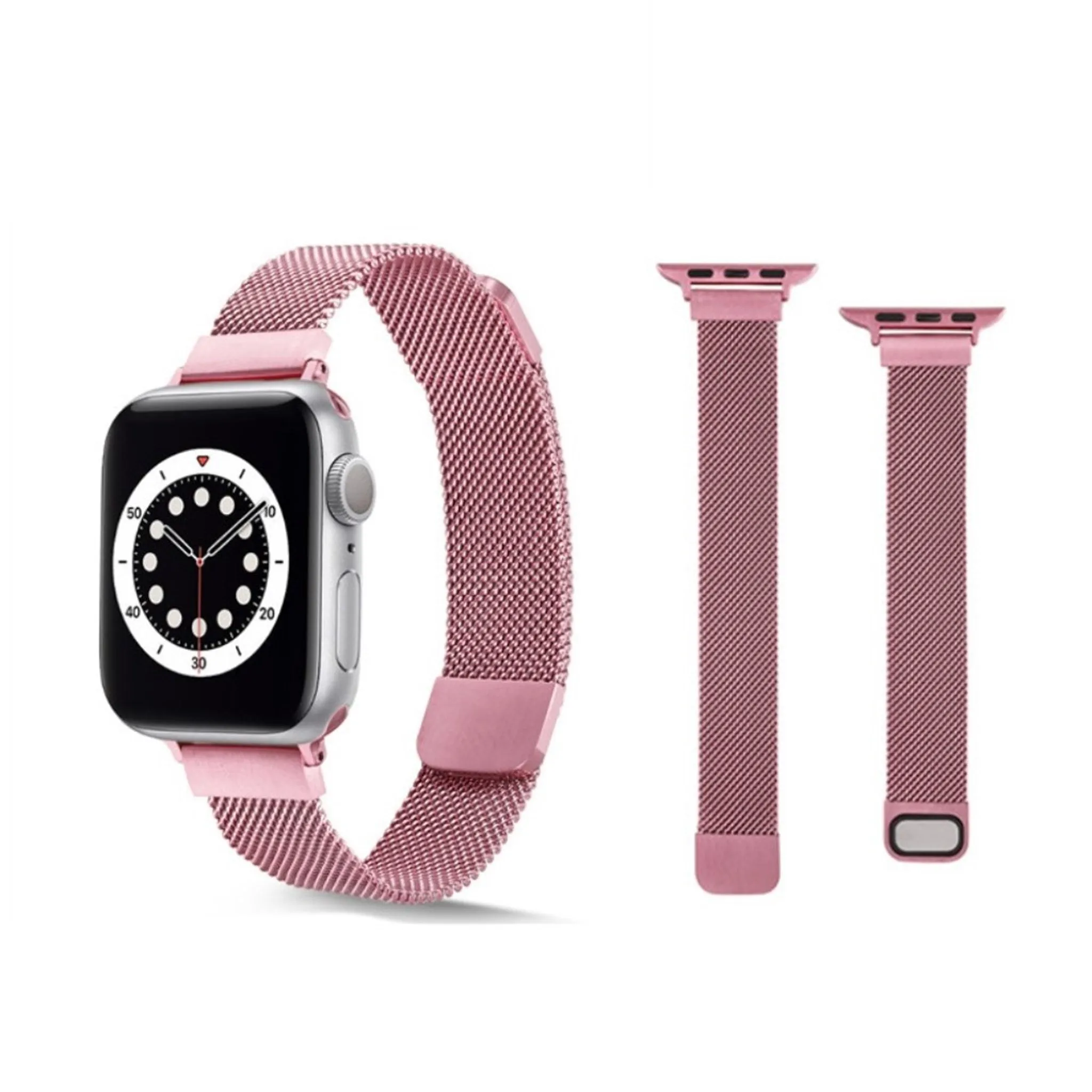 Apple Watch 44mm stainless steel with magnetic lock watch strap - Rose Red