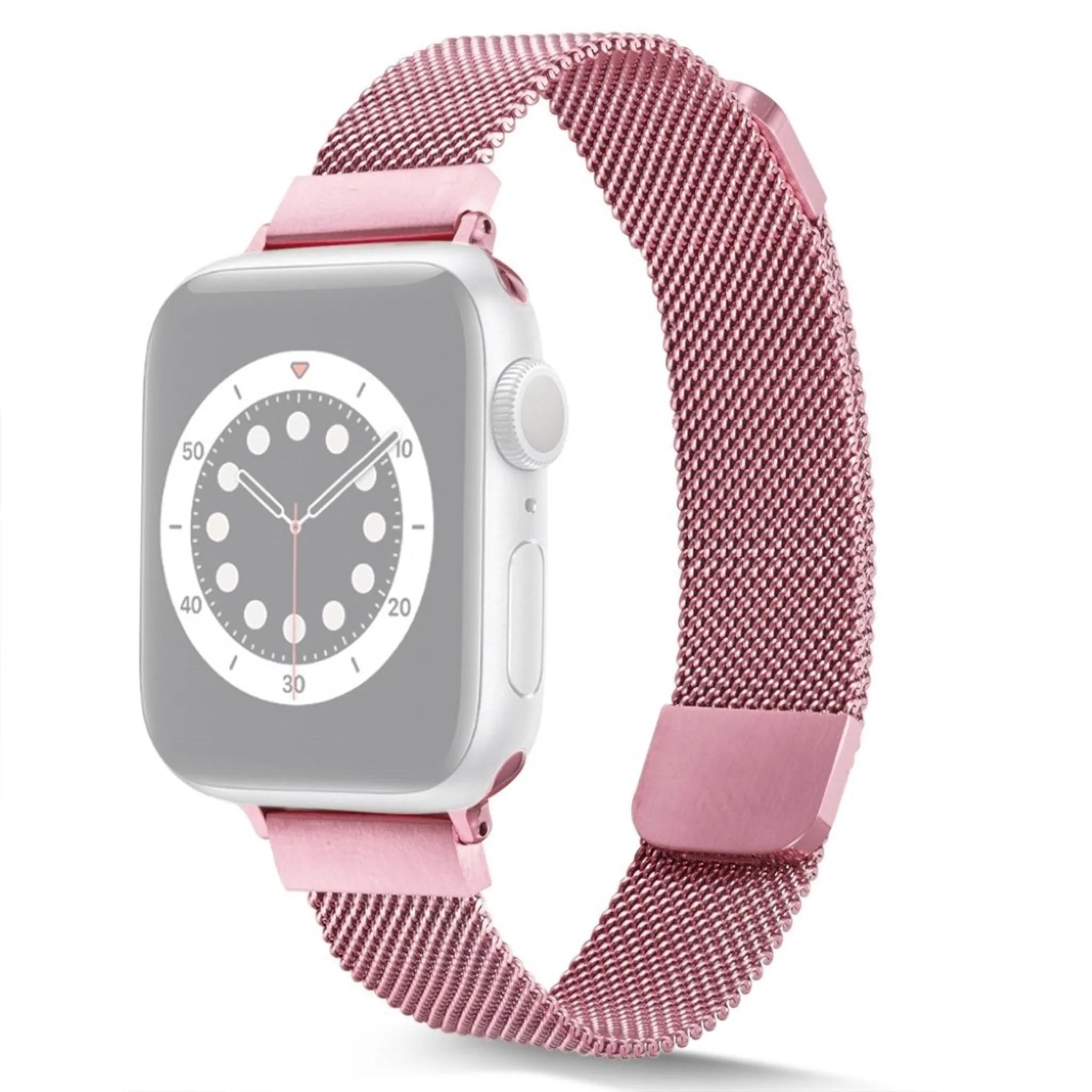 Apple Watch 44mm stainless steel with magnetic lock watch strap - Rose Red