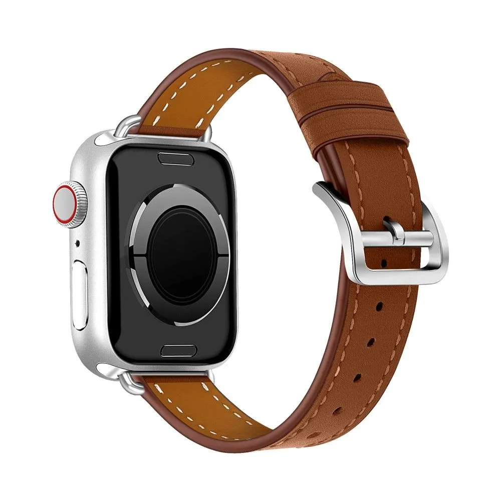 Apple Watch (45mm) breathable genuine leather watch strap - Brown