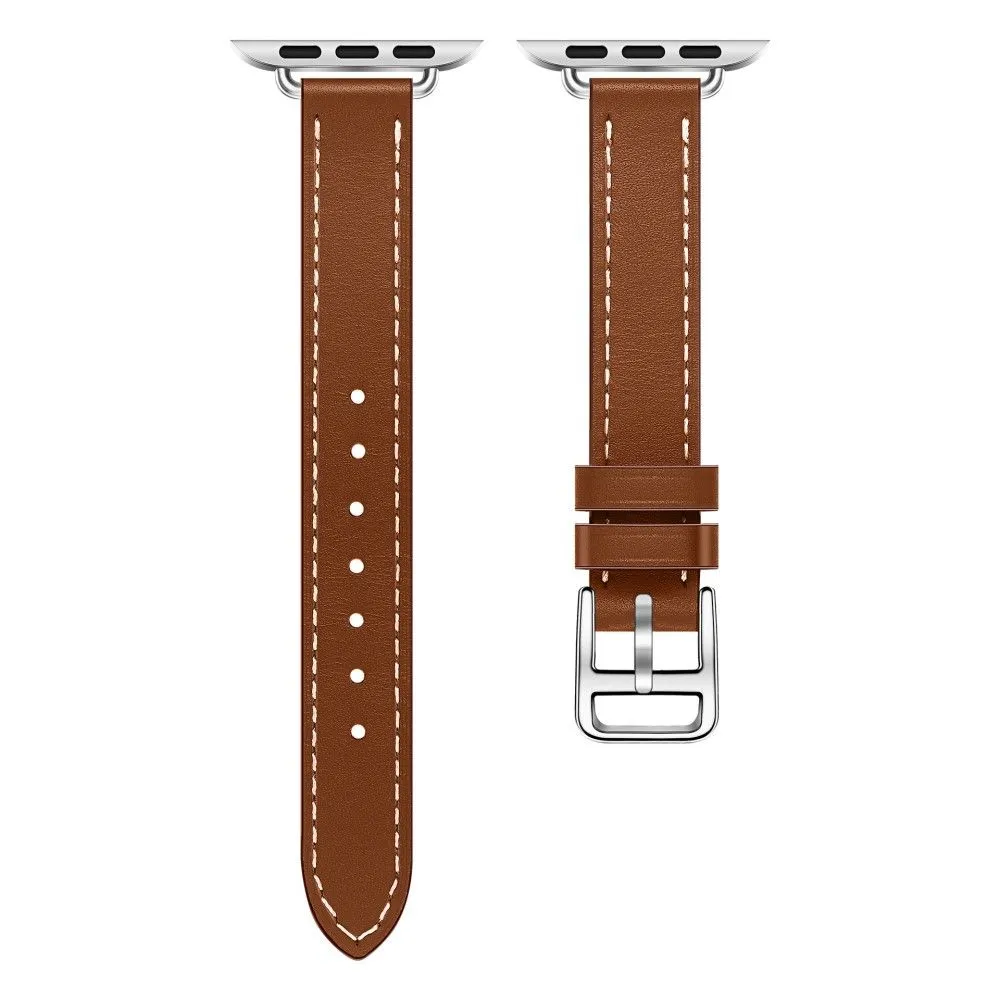 Apple Watch (45mm) breathable genuine leather watch strap - Brown