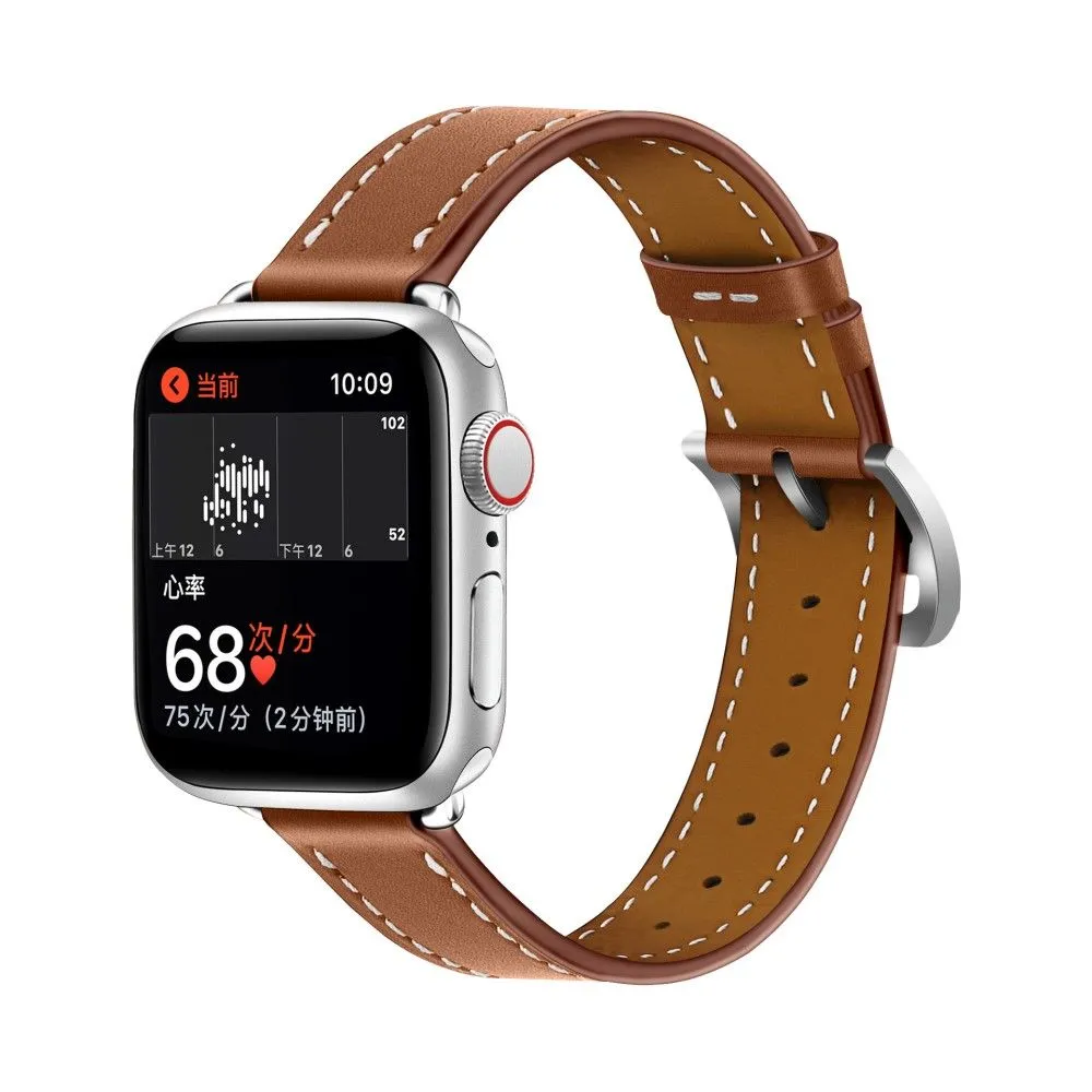 Apple Watch (45mm) breathable genuine leather watch strap - Brown