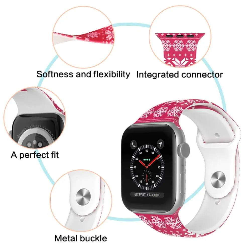 Apple Watch (45mm) christmas pattern silicone watch strap - Christmas Starry Sky / Size: L