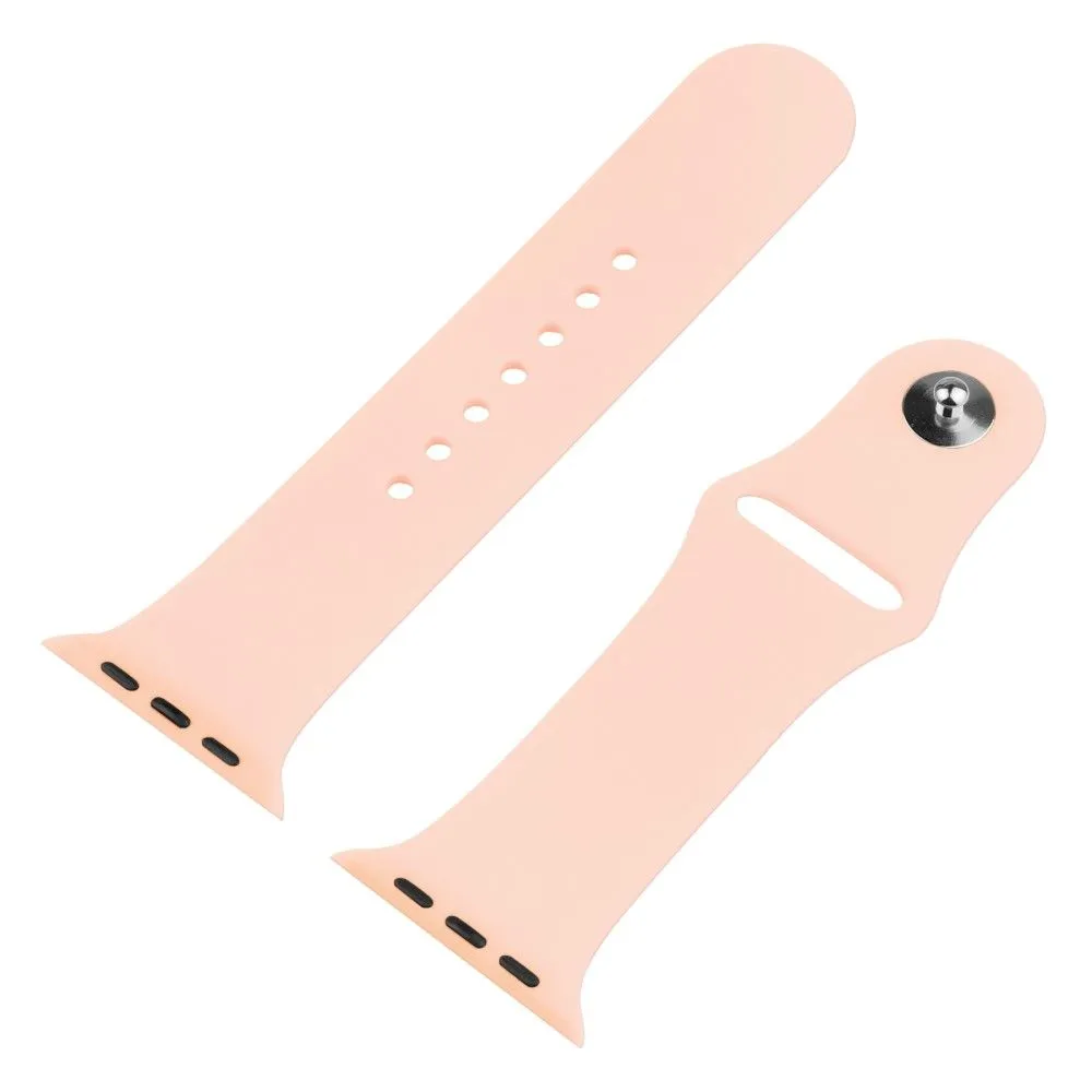 Apple Watch (45mm) cover with tempered glass   silicone watch strap - Light Pink