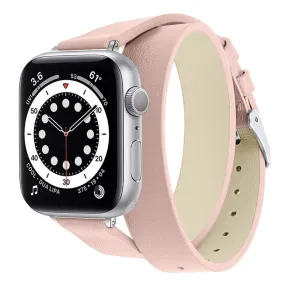 Apple Watch (45mm) double loop genuine leather watch strap - Pink