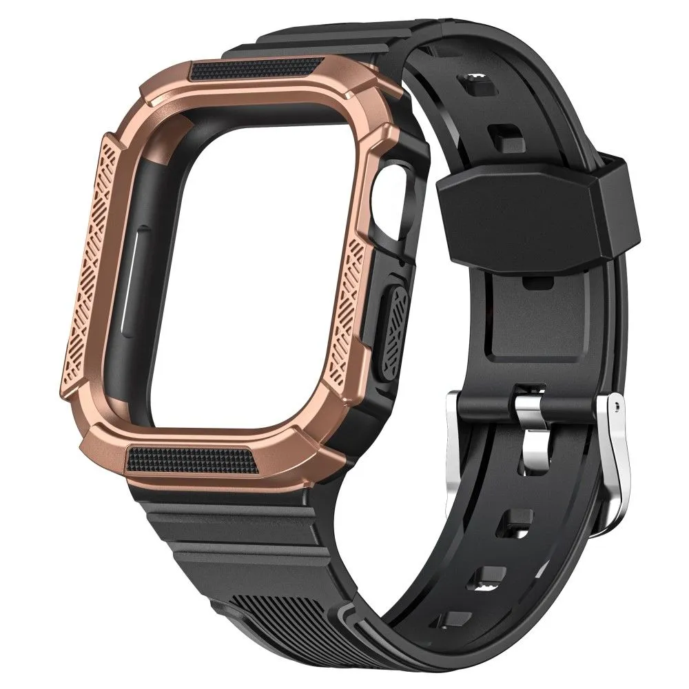 Apple Watch (45mm) dual color TPU cover with watch strap - Black / Bronze