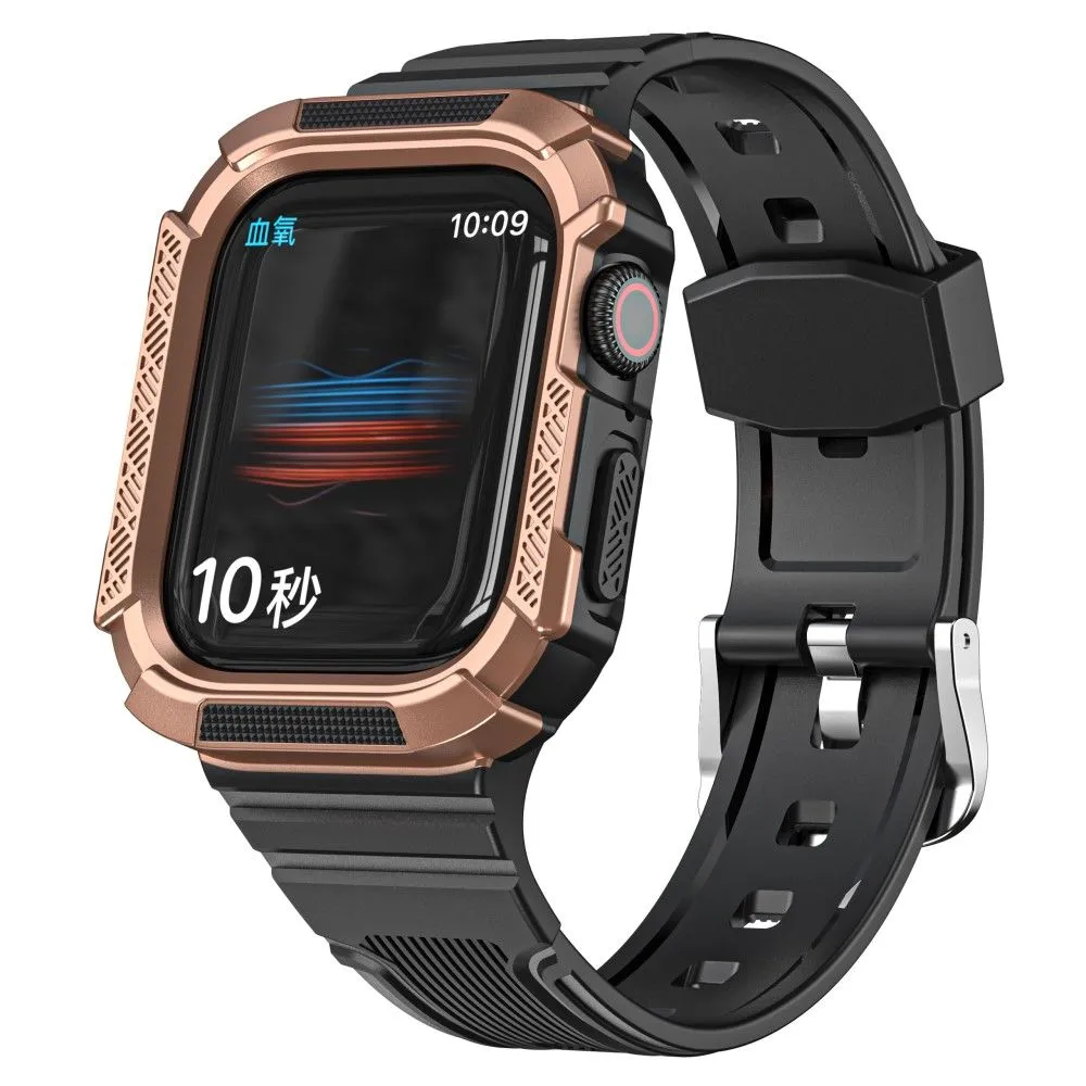 Apple Watch (45mm) dual color TPU cover with watch strap - Black / Bronze