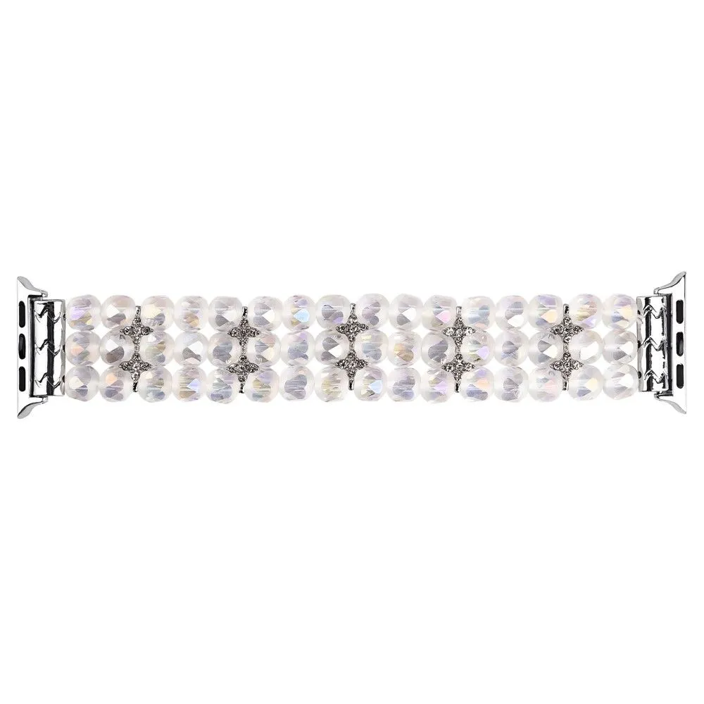 Apple Watch (45mm) flower shape crystal décor watch strap - White