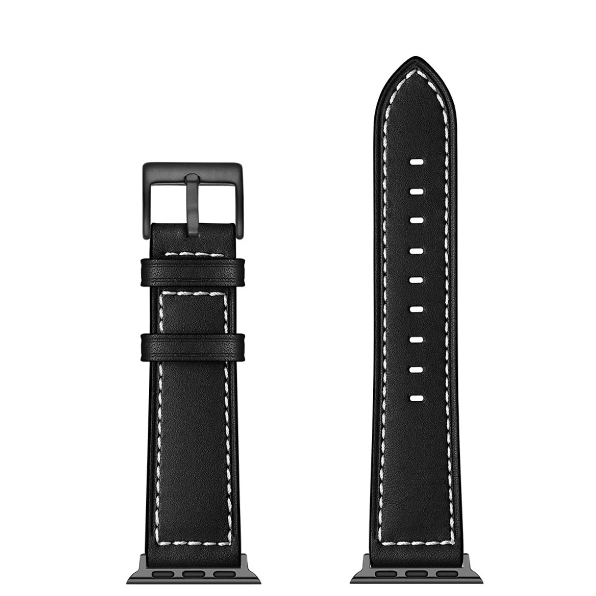 Apple Watch Series 5 44mm classic genuine leather watch band - Black