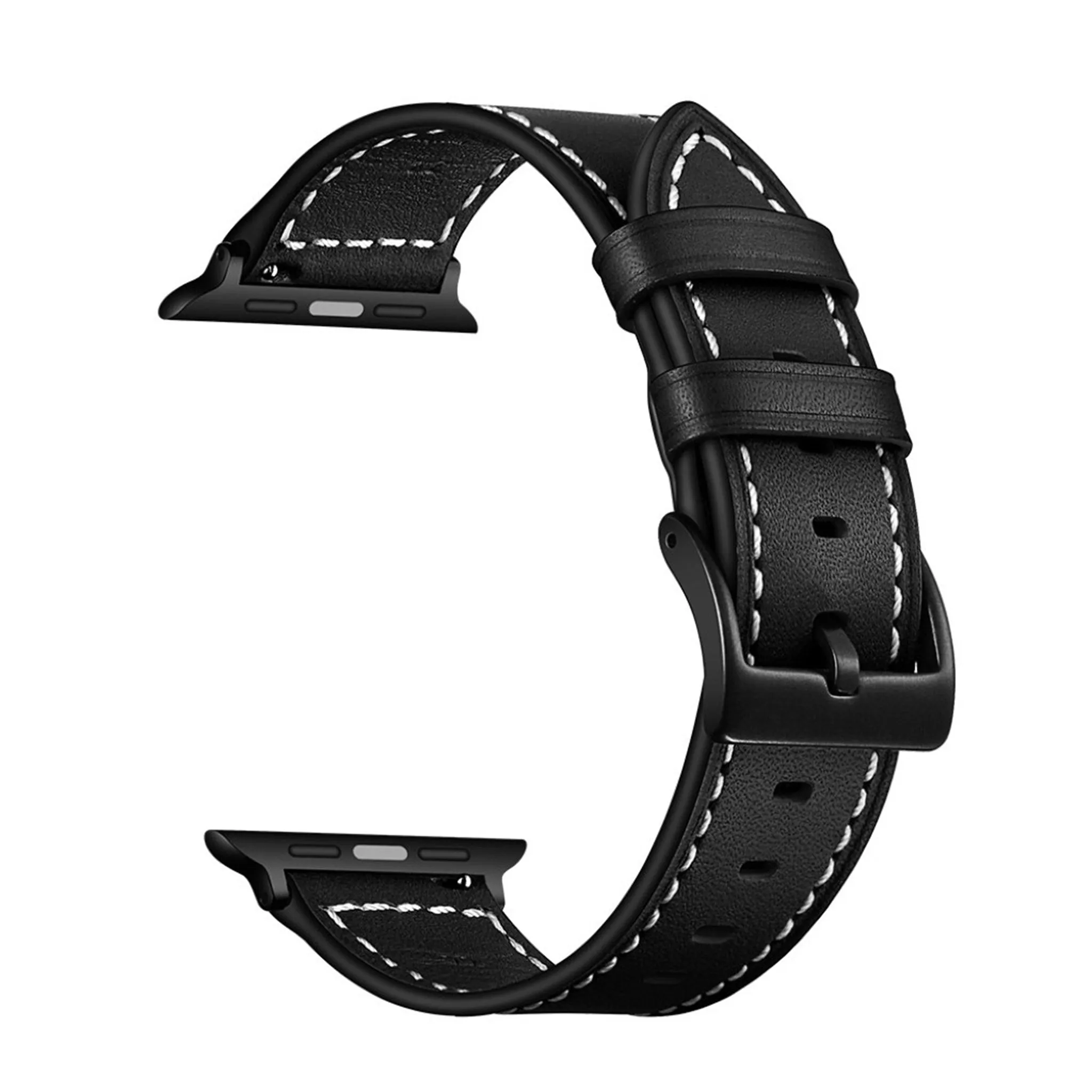 Apple Watch Series 5 44mm classic genuine leather watch band - Black