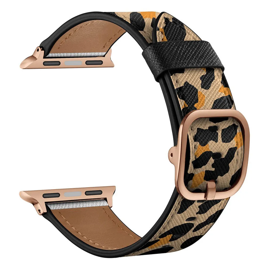 Apple Watch Series 6 / 5 40mm stylish leather watch band - Yellow Leopard Print