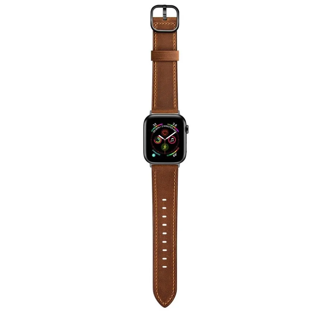 Apple Watch Series 6 / 5 44mm genuine leather watch band - Dark Brown