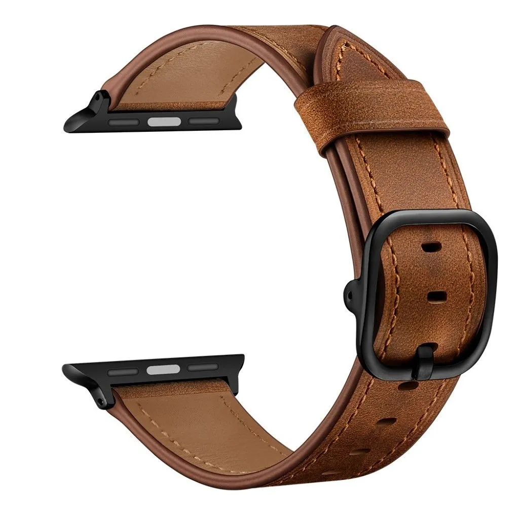 Apple Watch Series 6 / 5 44mm genuine leather watch band - Dark Brown