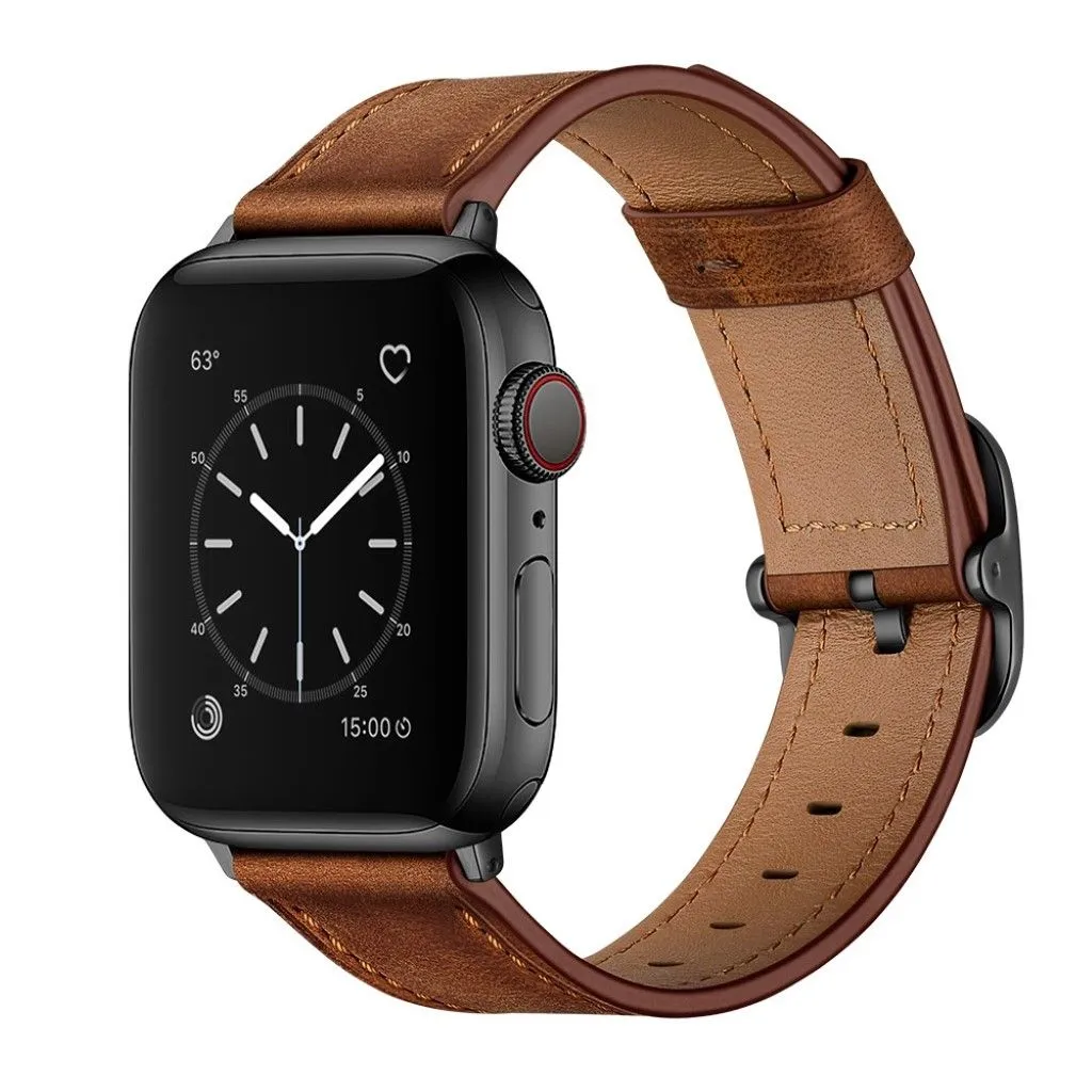 Apple Watch Series 6 / 5 44mm genuine leather watch band - Dark Brown