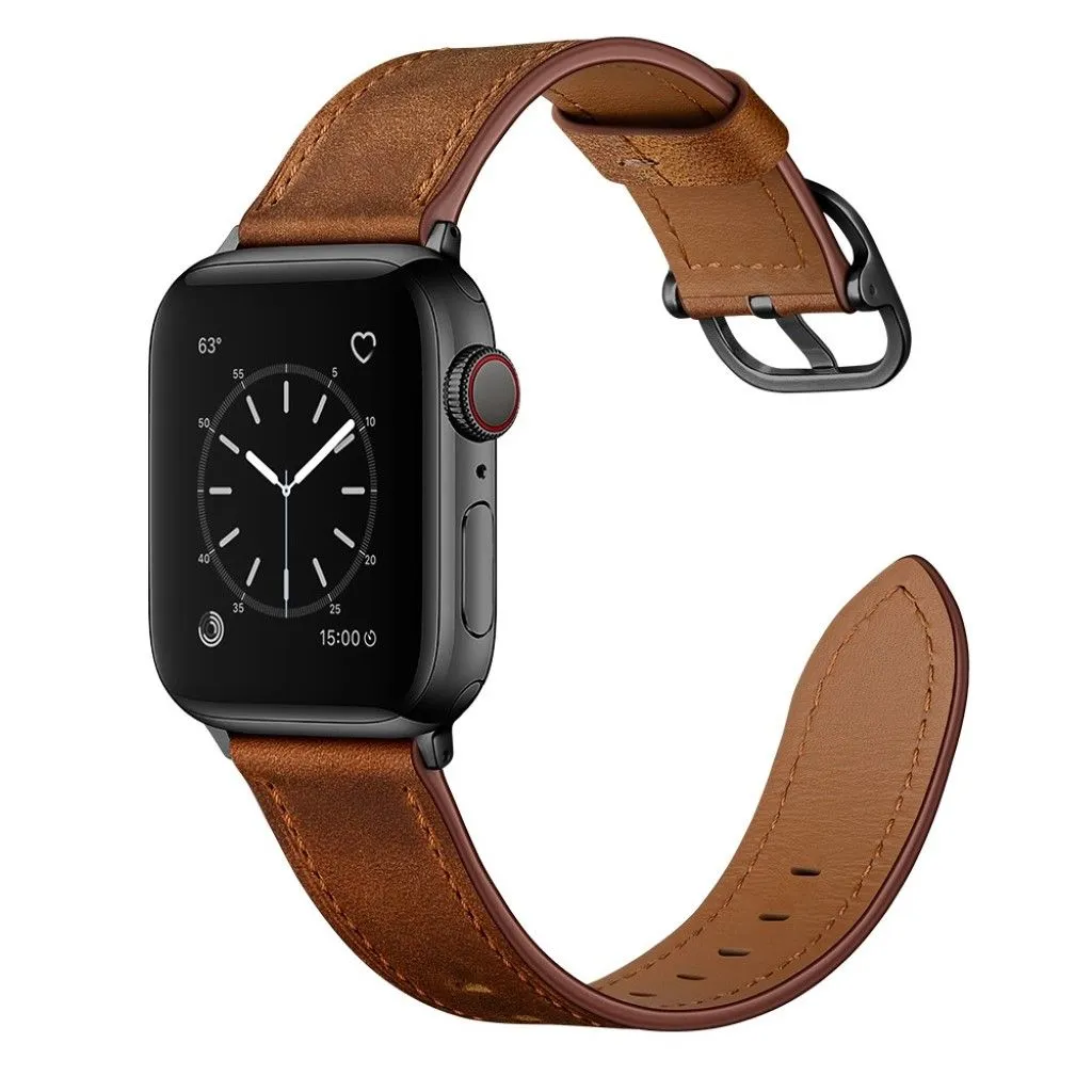 Apple Watch Series 6 / 5 44mm genuine leather watch band - Dark Brown