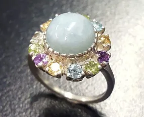 Aquamarine Victorian Ring - Genuine Aquamarine Ring - Multistone Ring