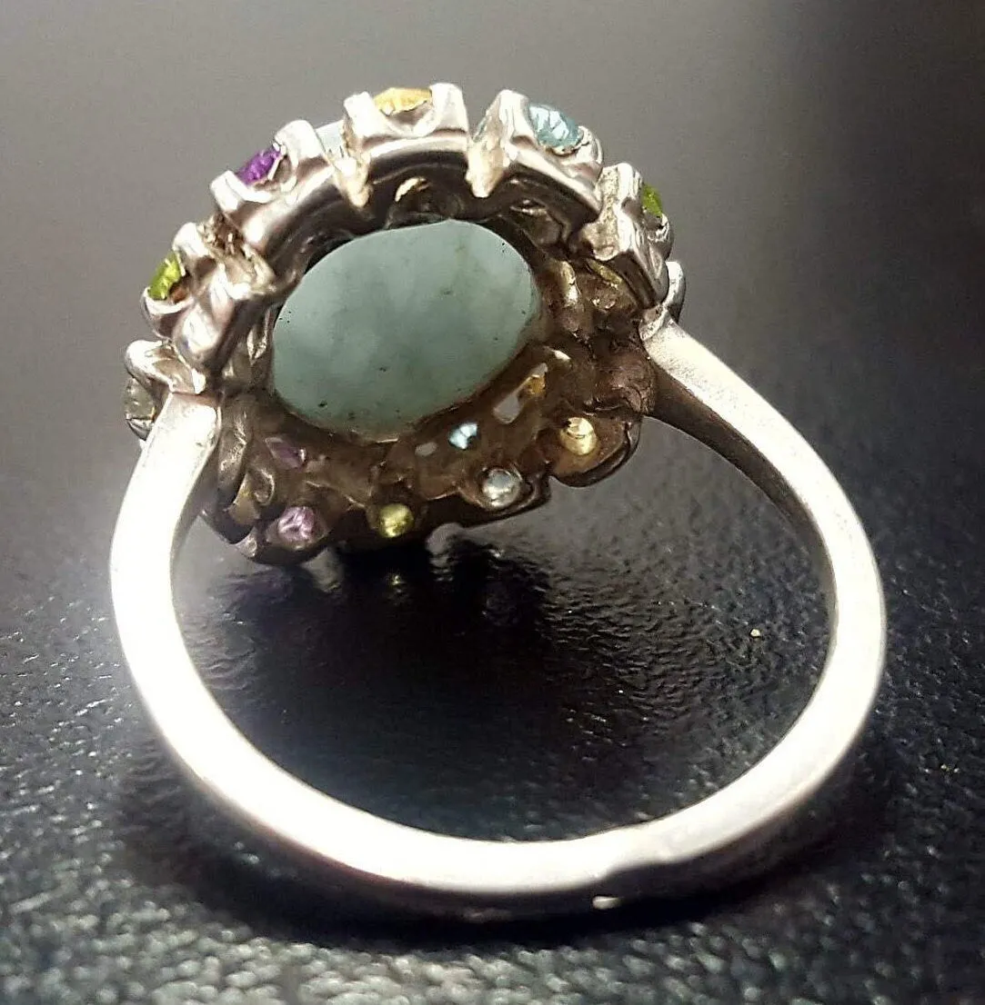 Aquamarine Victorian Ring - Genuine Aquamarine Ring - Multistone Ring