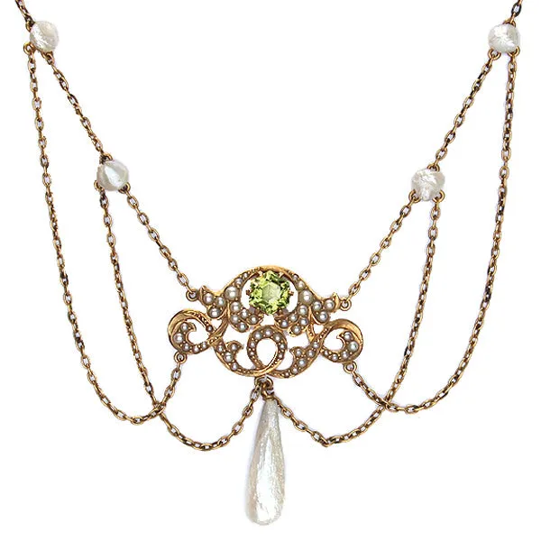 Art Nouveau Peridot Necklace #VP160630-05