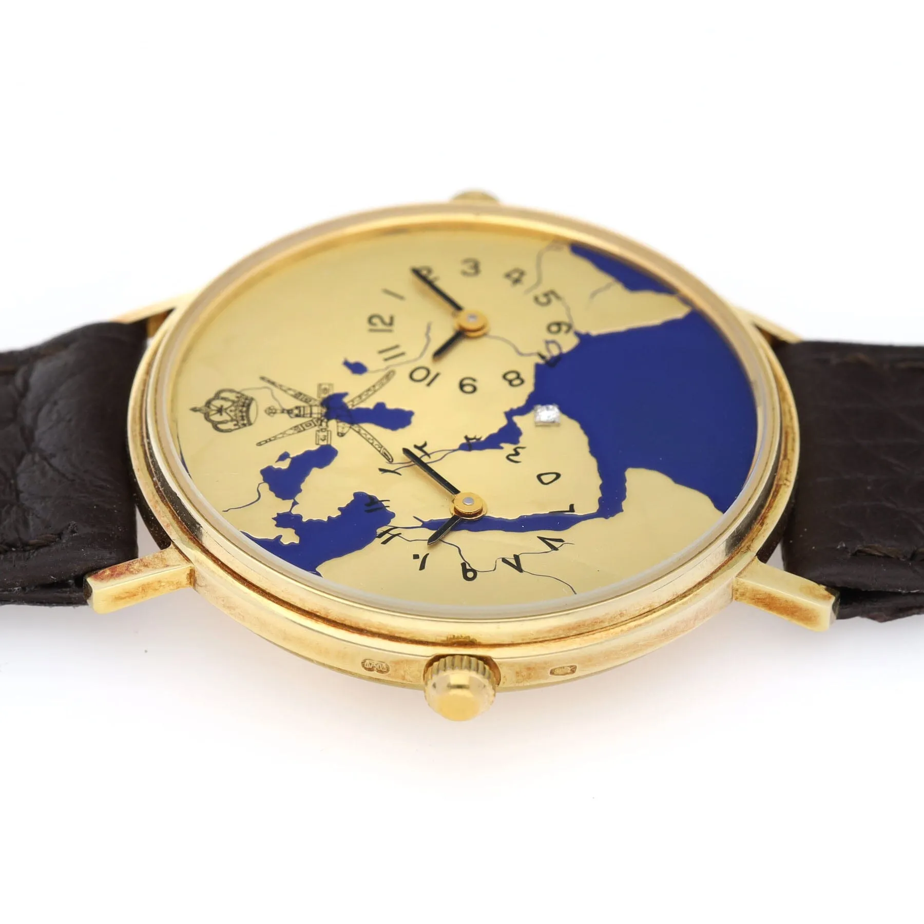 Asprey London Dual Time For Sultanate of Oman Enamel Khanjar Dial